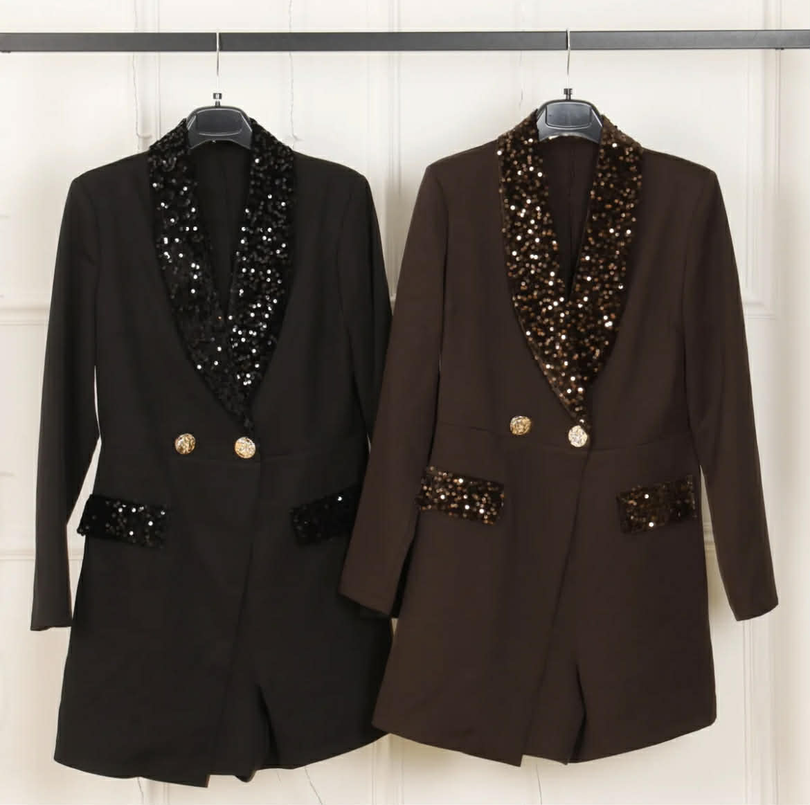 Playsuit met pailletten details bruin ✨