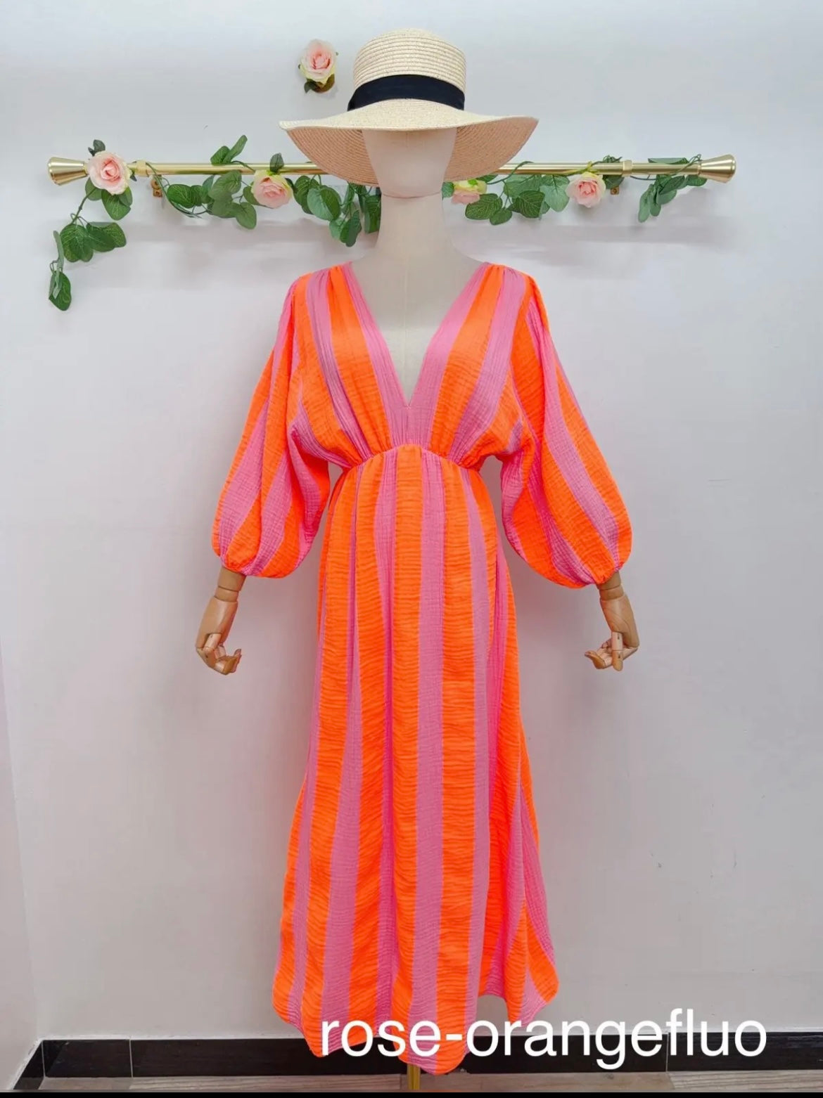 Lange jurk fluo oranje