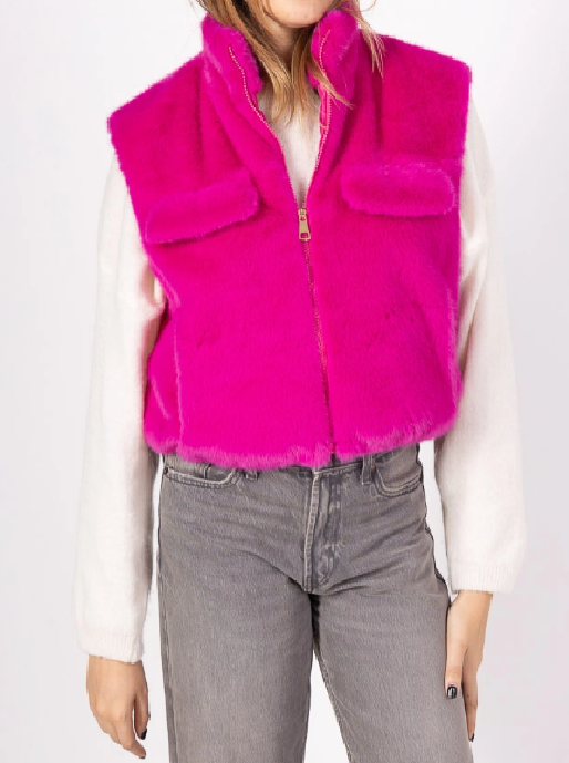 Roze fur gilet