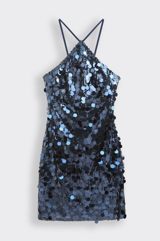 Blauwe pailletten jurk