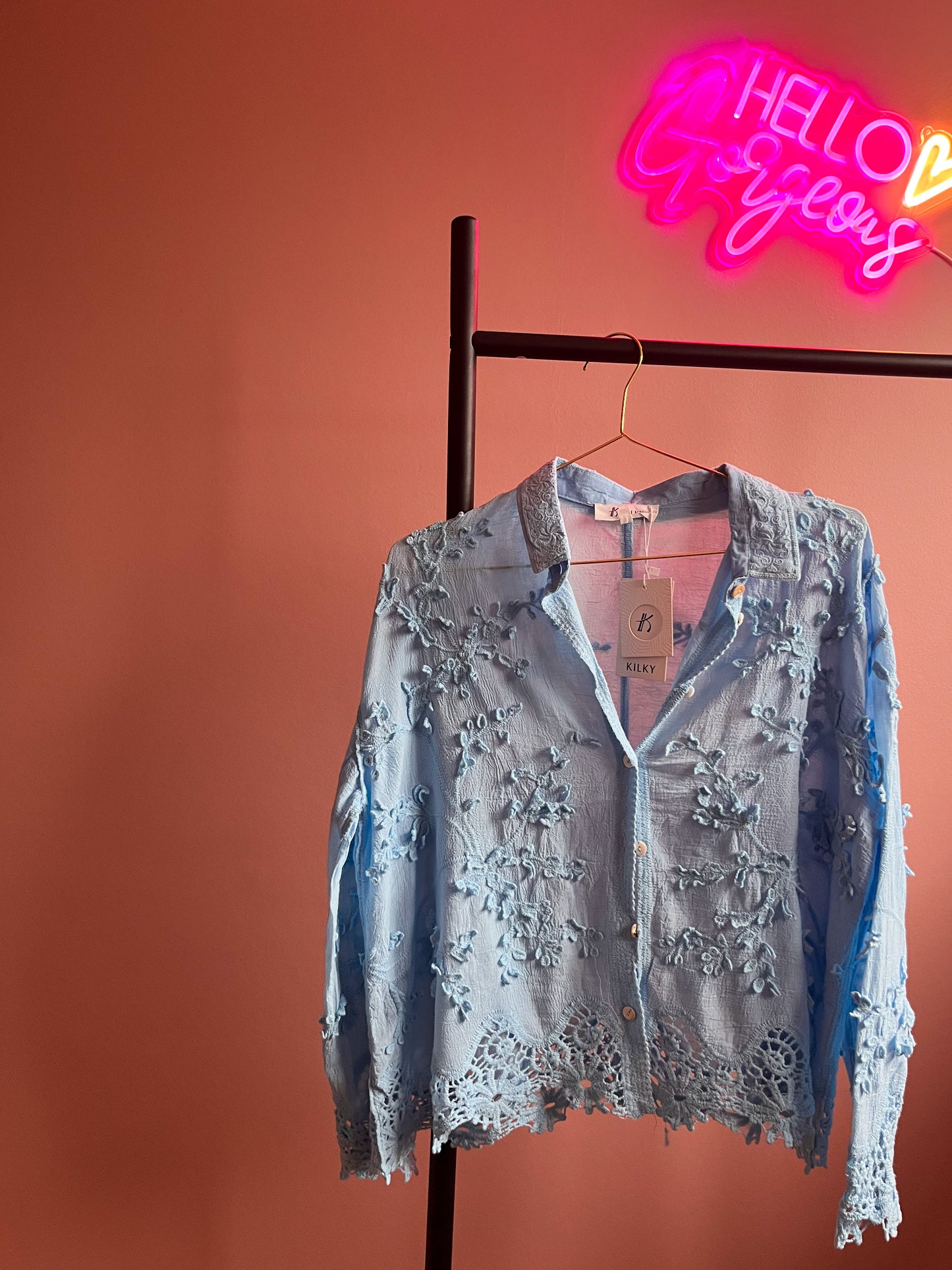 Blauwe blouse