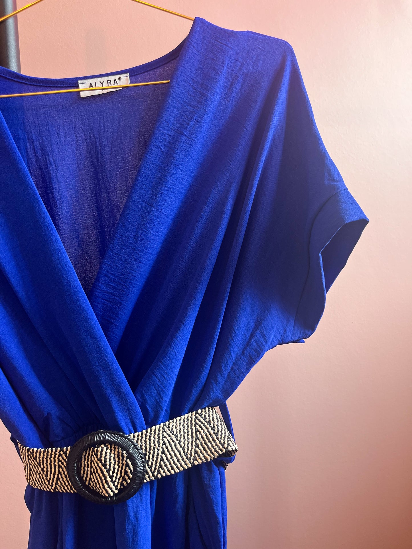 Jumpsuit koningsblauw met riem