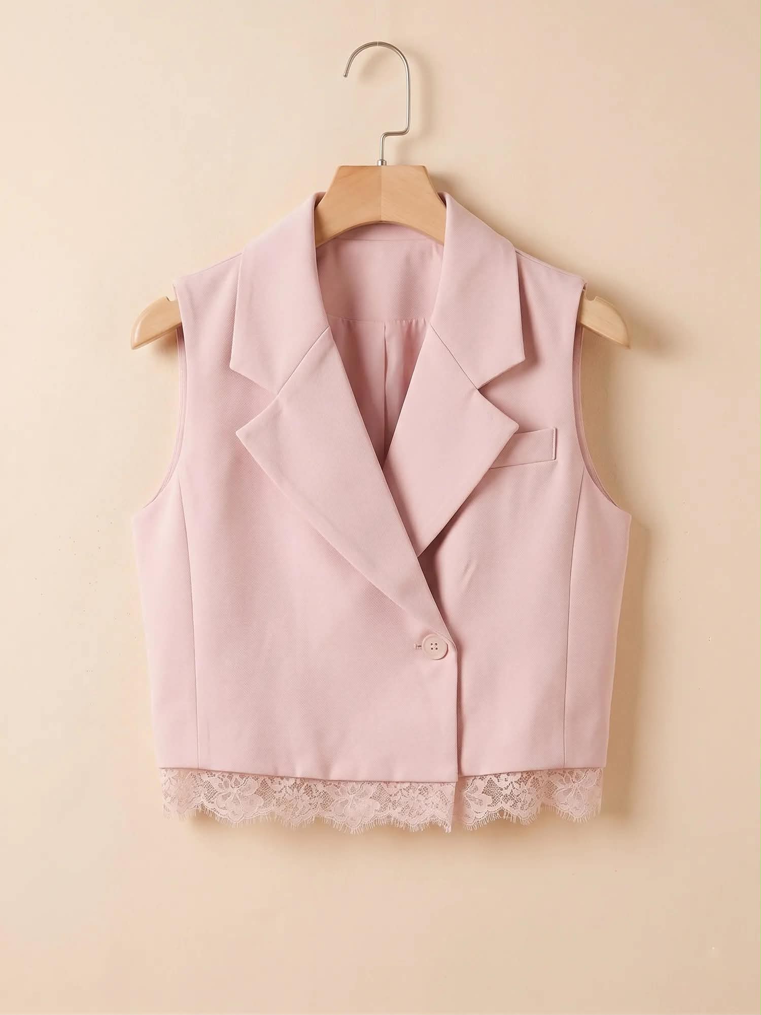 Pink lace vest