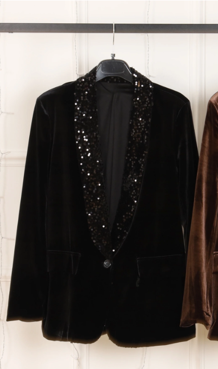 Blazer velours met pailletten details ✨