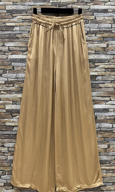 Caramel satin look broek  ♥