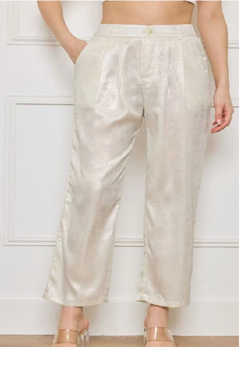 Glanzende broek champagne