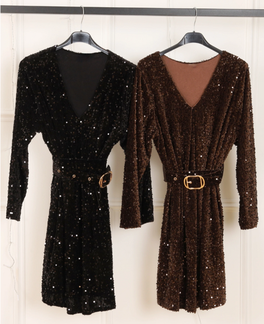 Pailletten jurkje met riempje ✨