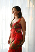 Red ruffle dress