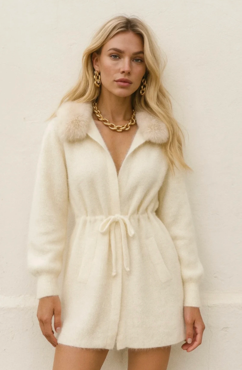 Lange gilet met capuchon