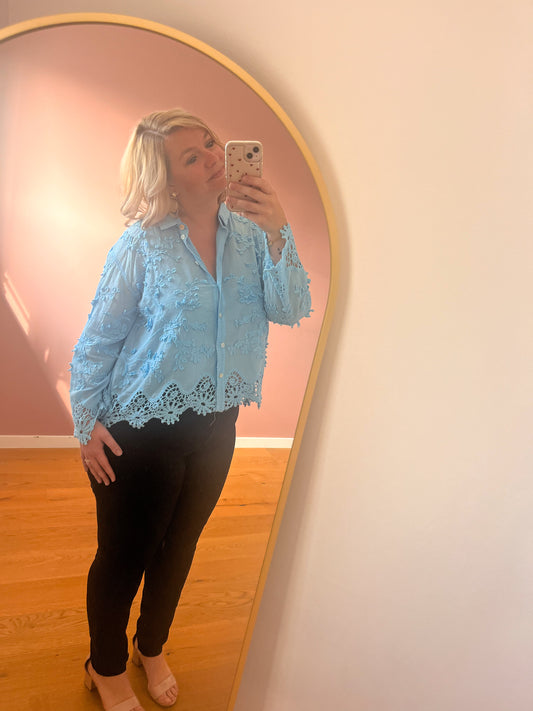 Blauwe blouse
