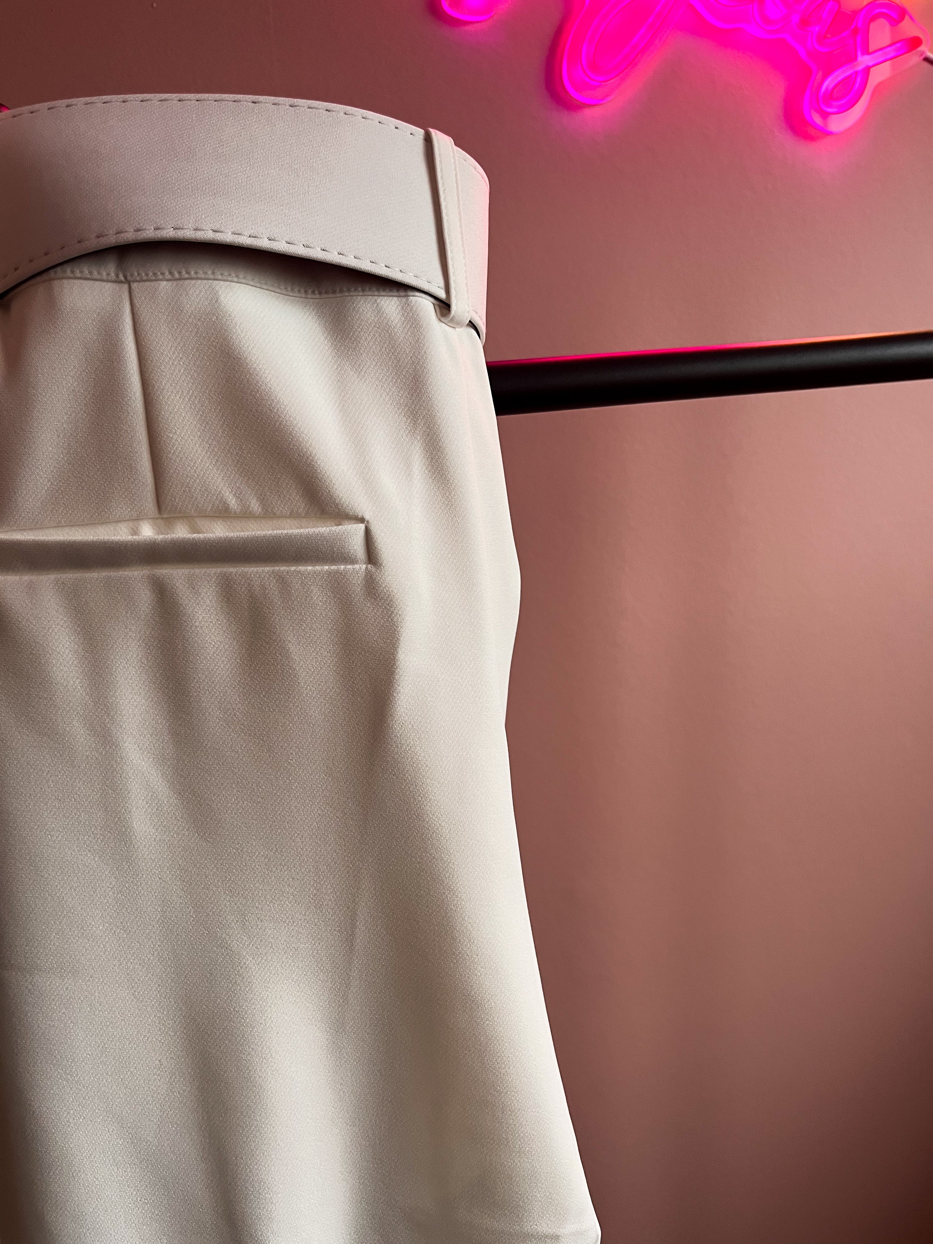 Witte paperbag broek met riem