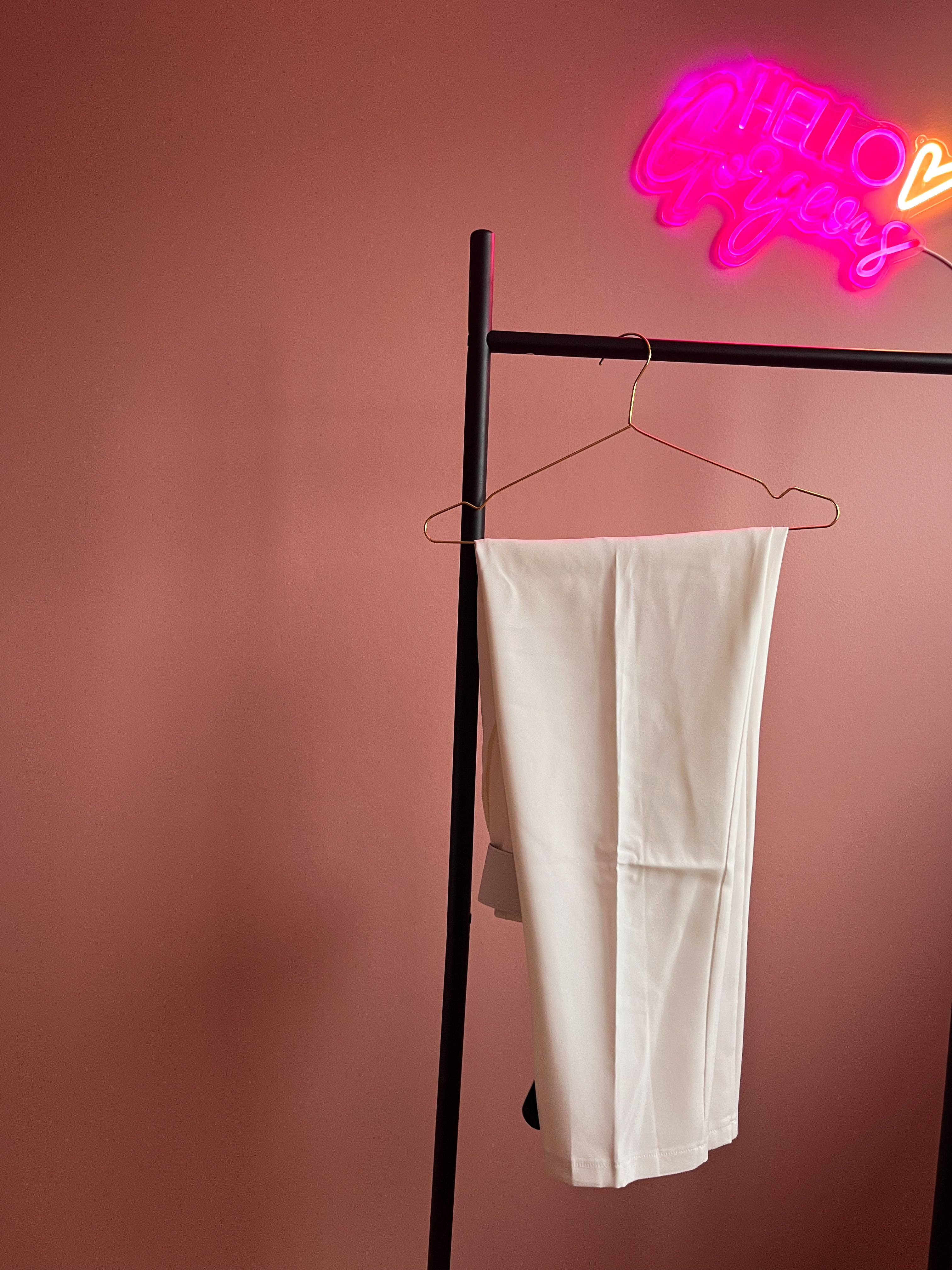 Witte paperbag broek met riem