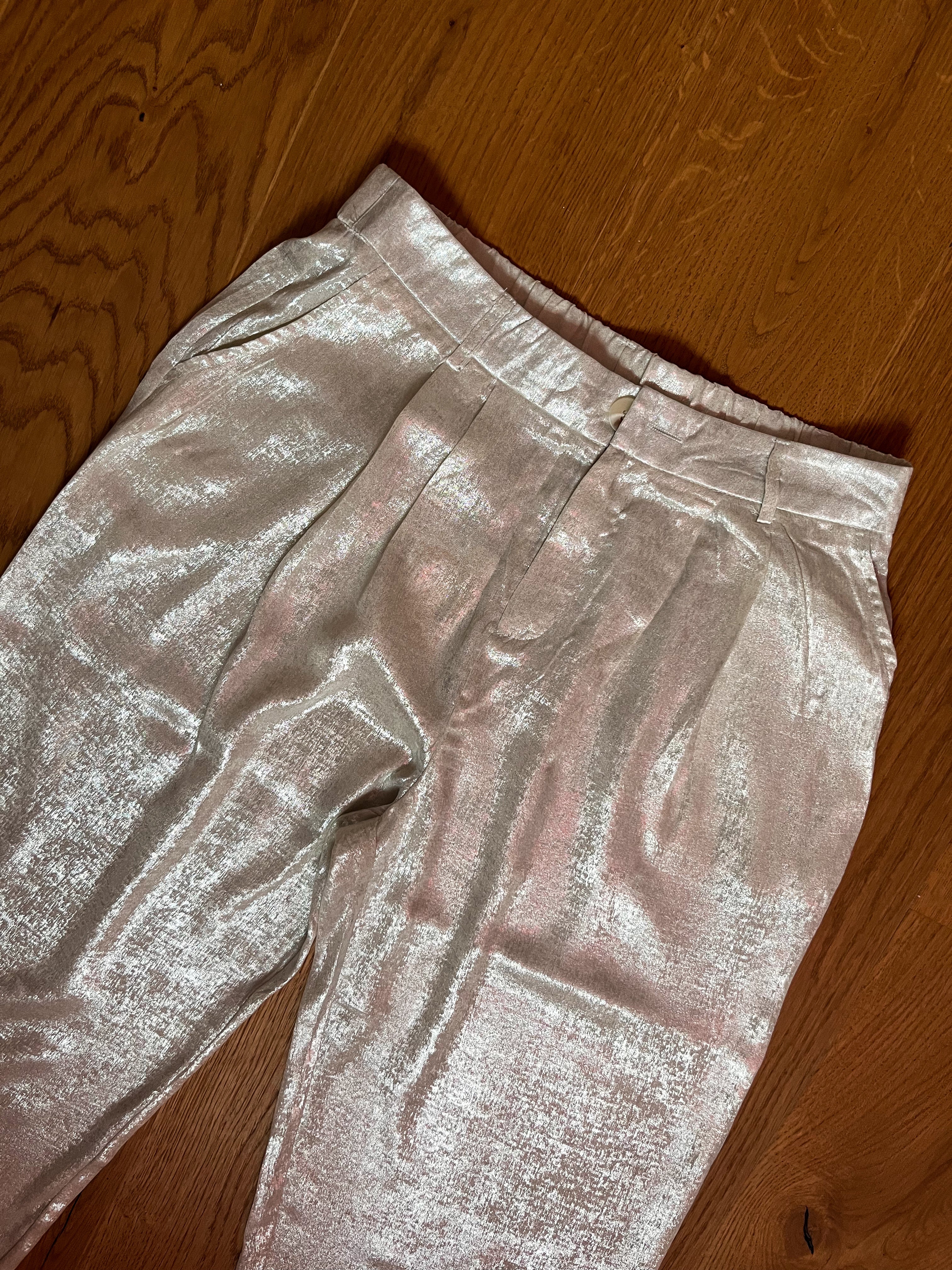 Glanzende broek champagne