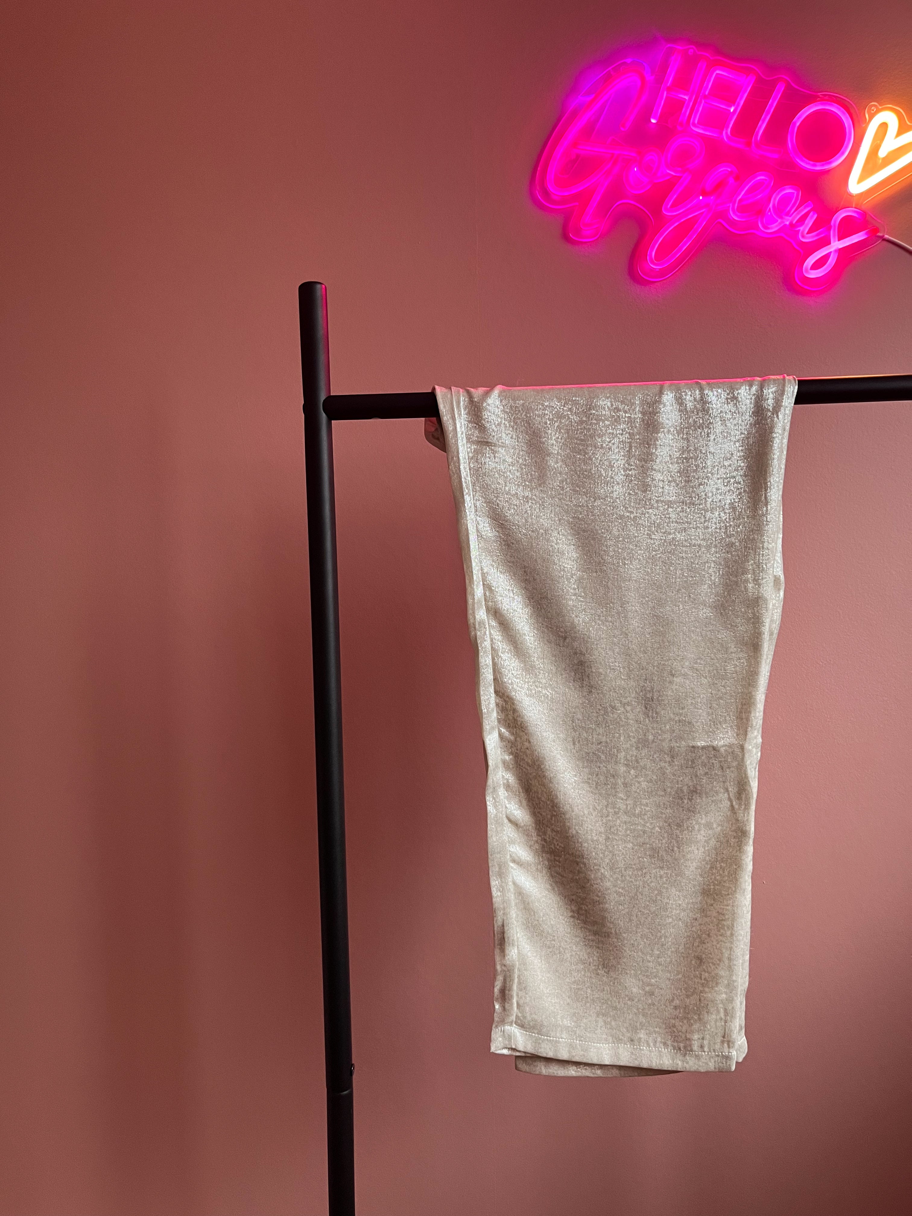 Glanzende broek champagne