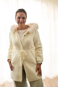 Lange vest met bont capuchon