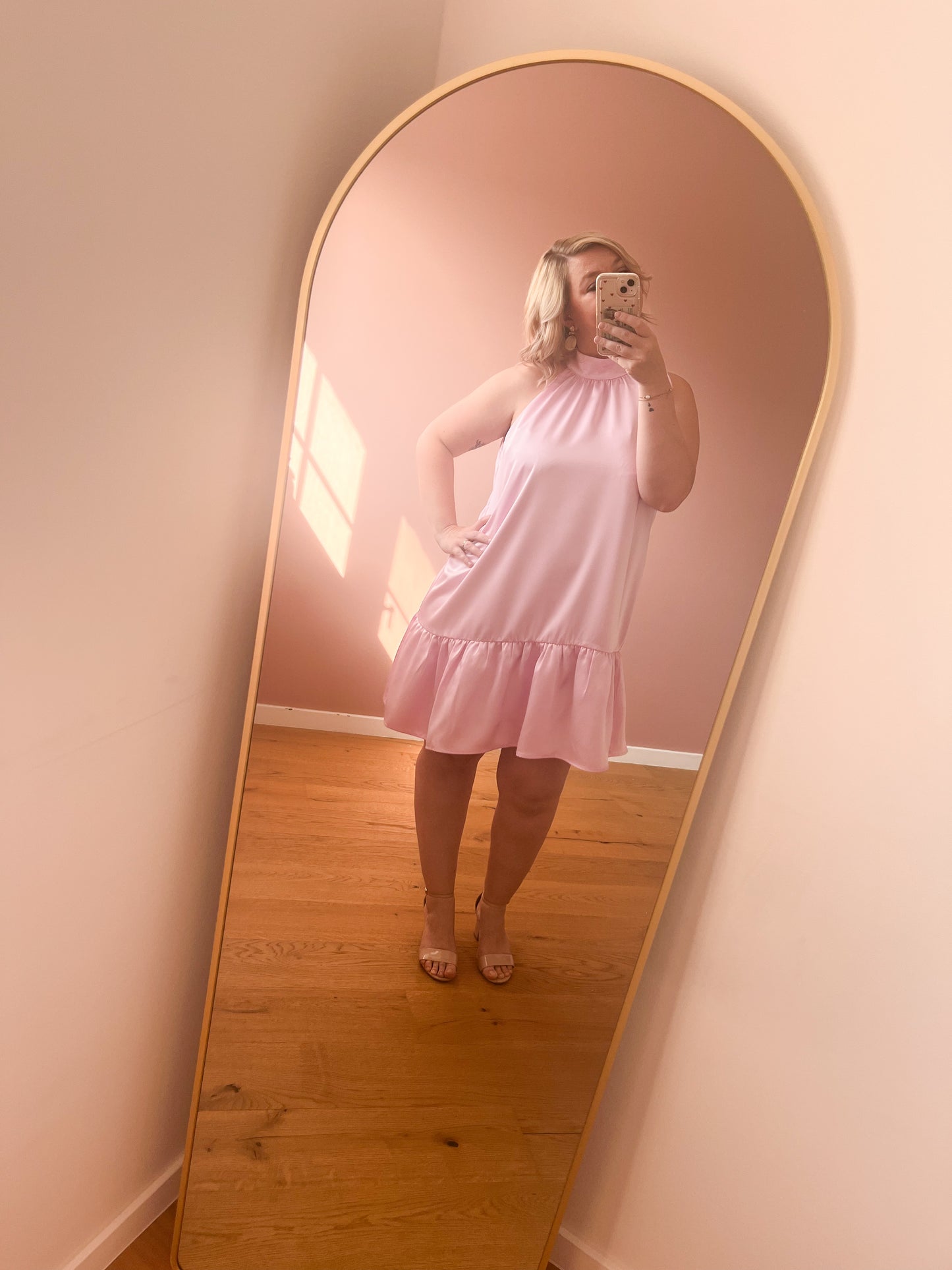 Satijnen jurkje roze