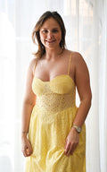 Long yellow broderie dress