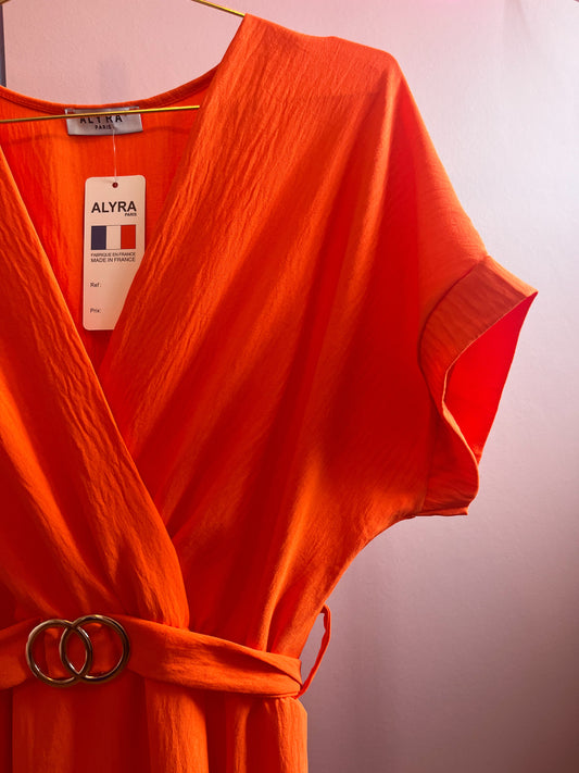 Oranje jurkje met riem