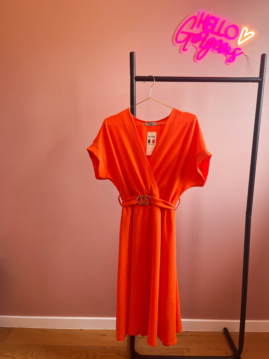 Oranje jurkje met riem