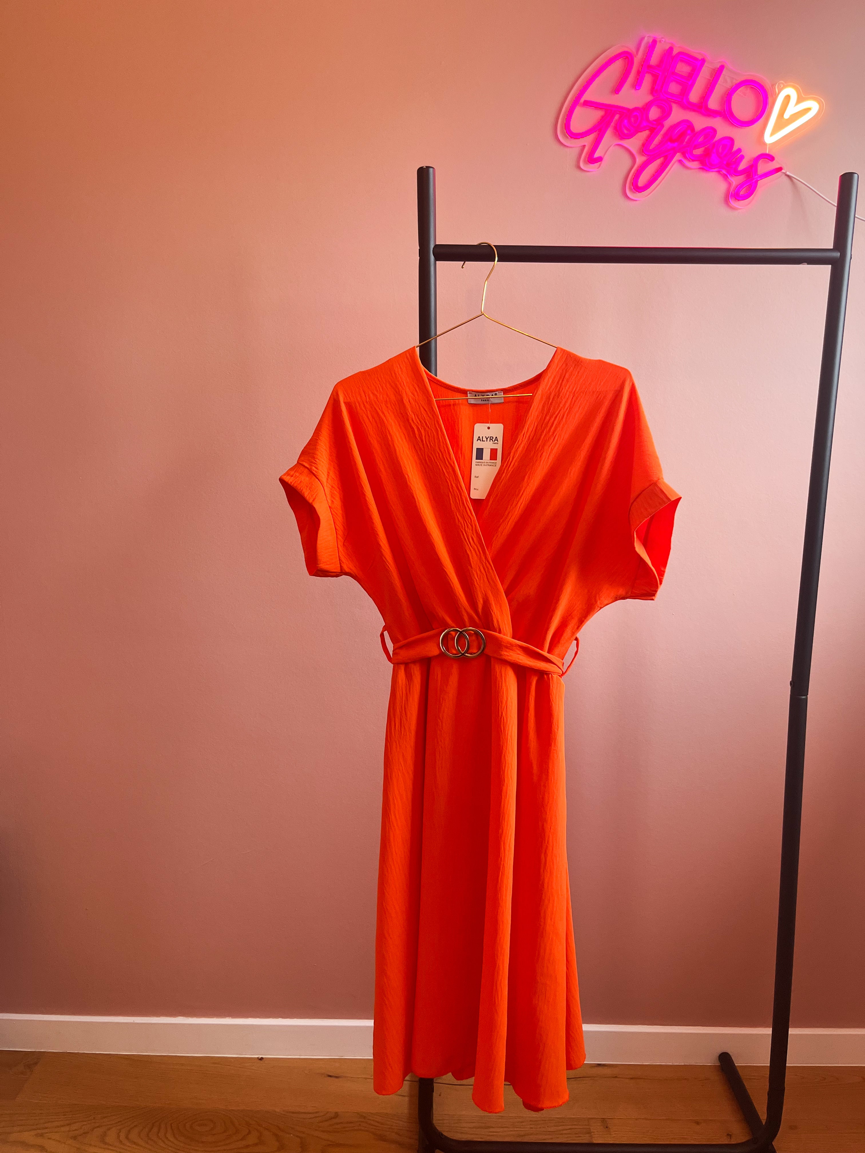 Oranje jurkje met riem